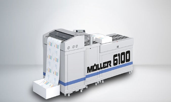 Web-Schneidesysteme Müller 6100, kompakte Endlos-Schneidesystem, Schneiden und Stapeln